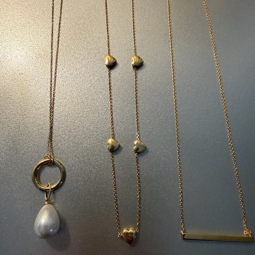 925 Sterling Silver Gold and Pearl Necklace Set
